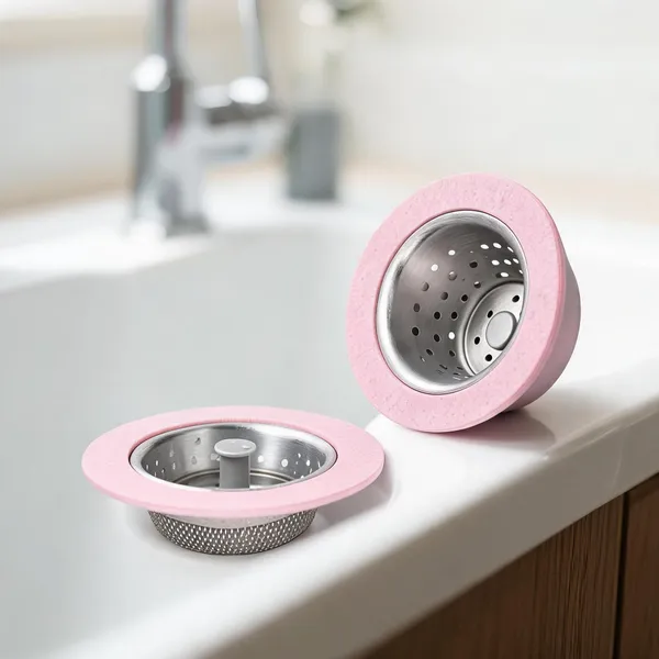 Stainless_Steel_Pink_Rim_Kitchen_Sink_Drain_Strainer_-_Pack_of_2