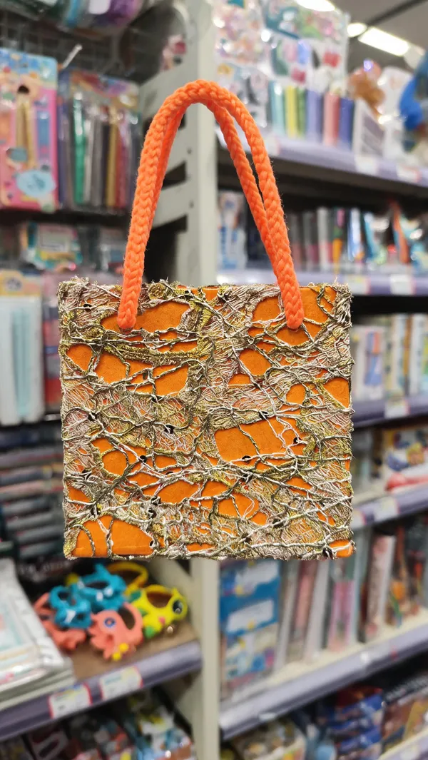 Orange_Textile_Embellished_Structured_Handbag_For_Women