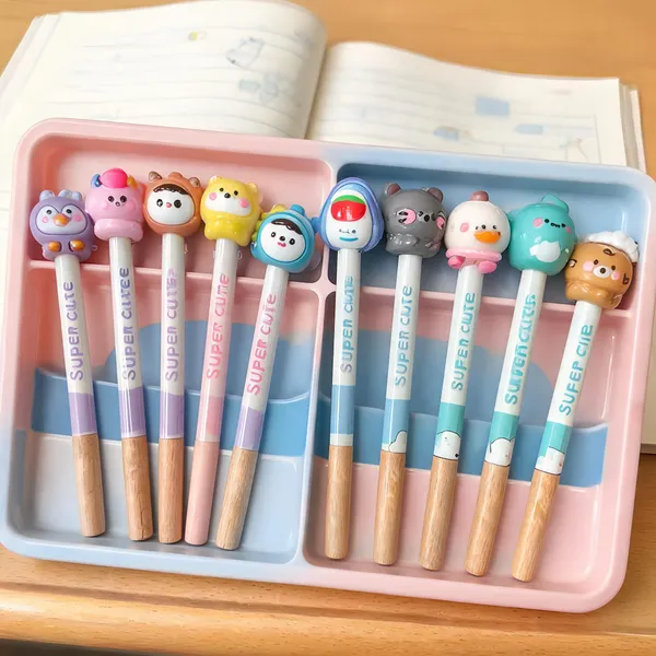 Multicolor_Wooden_Cartoon_Character_Pens_With_Eraser_Toppers_For_Kids