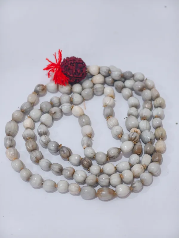 White_Grey_Vaijayanti_Seed_Natural_Beaded_Prayer_Mala