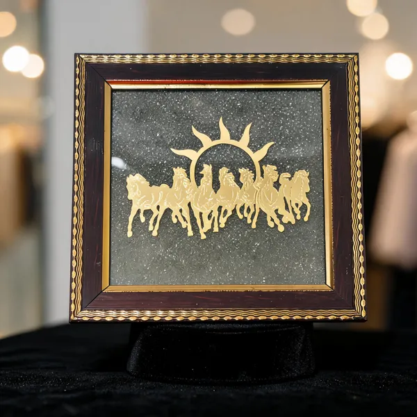 Golden_Pyrite_Dust_Wooden_Framed_7_Horse_Wall_Painting