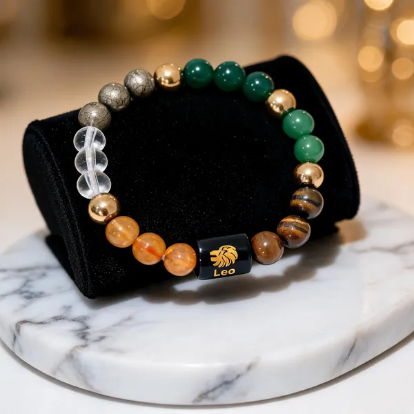 Multicolor_Crystal_8Mm_Leo_Zodiac_Beaded_Bracelet_For_Unisex