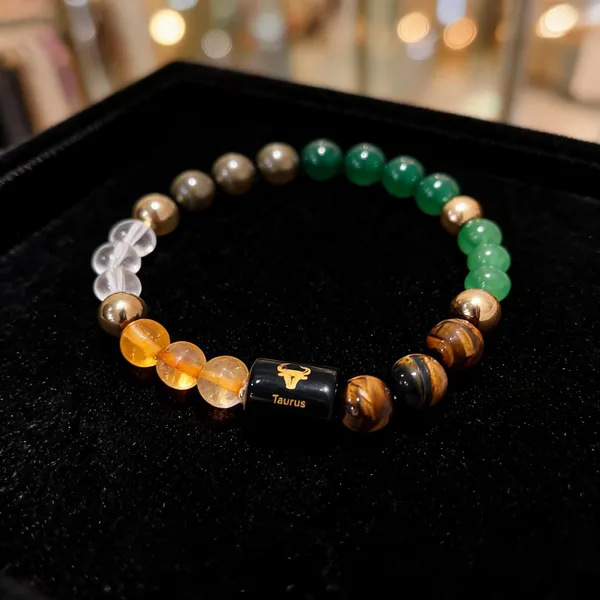 Multicolor_Crystal_8Mm_Taurus_Zodiac_Beaded_Bracelet_For_Unisex