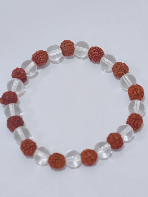 Brown_White_Rudraksha_Sphatik_Crystal_Beaded_Bracelet_For_Unisex