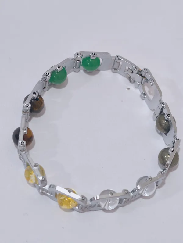 Multicolor_Crystal_Metal_Linked_Beaded_Bracelet_For_Unisex