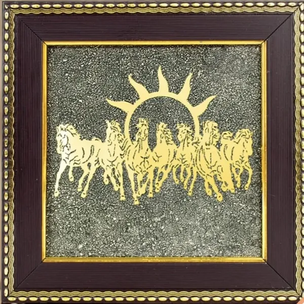 Golden_Pyrite_Dust_Wooden_Framed_7_Horse_Wall_Painting
