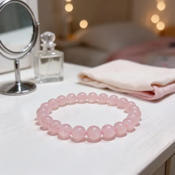 Pink_Rose_Quartz_Crystal_Beaded_Bracelet_For_Unisex