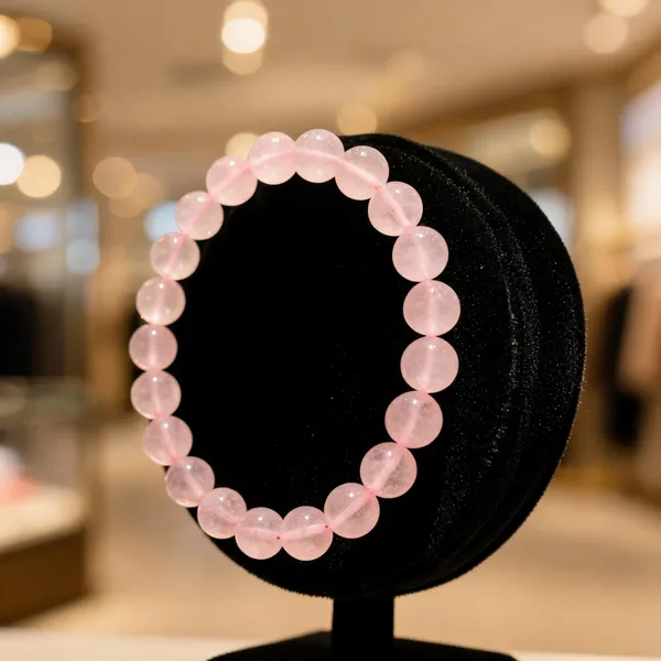 Pink_Rose_Quartz_Crystal_Beaded_Bracelet_For_Unisex