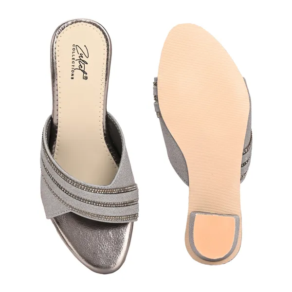 Grey_Glitter_Block_Heel_Slip_On_Mules_For_Women