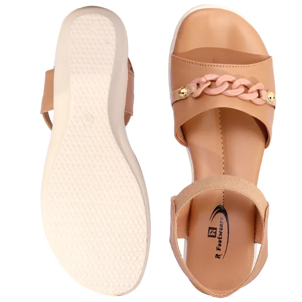 Beige_Synthetic_Leather_Chain_Accent_Wedge_Sandals_For_Women