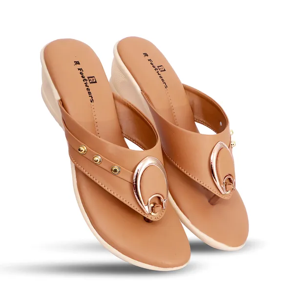 Tan_Synthetic_Leather_Stud_Accent_Wedge_Flip_Flops_For_Women
