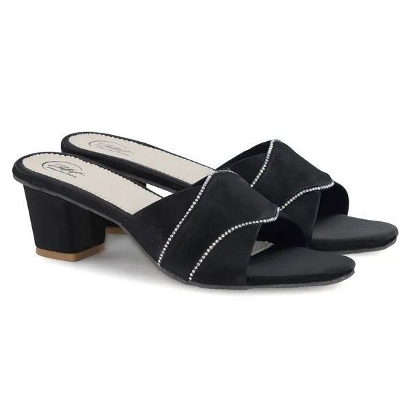 Black_Synthetic_Leather_Slip-On_Block_Heel_Sandals_For_Women