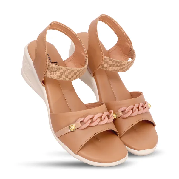 Beige_Synthetic_Leather_Chain_Accent_Wedge_Sandals_For_Women