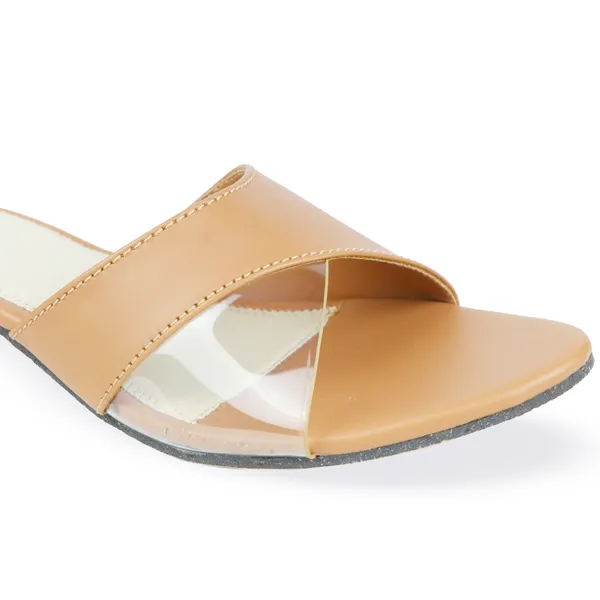 Tan_Synthetic_Leather_Flat_Open_Toe_Sandals_For_Women
