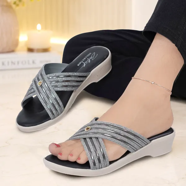 Grey_Synthetic_Crisscross_Strap_Wedge_Sandals_For_Women