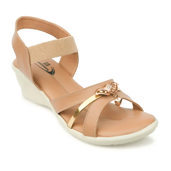 Beige_Synthetic_Leather_Ankle_Strap_Wedge_Sandals_For_Women