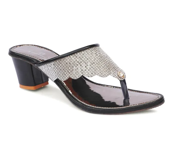 Black_Synthetic_Embellished_Scalloped_Block_Heel_Sandals_For_Women