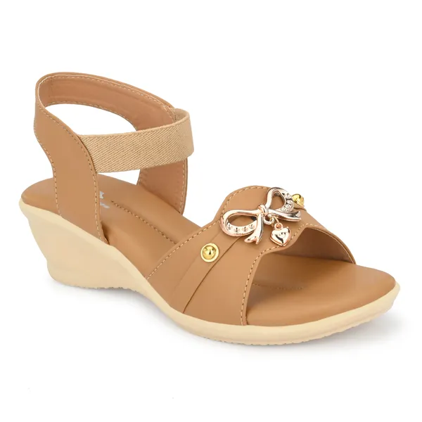 Tan_Synthetic_Leather_Bow_Embellished_Slingback_Sandals_For_Women
