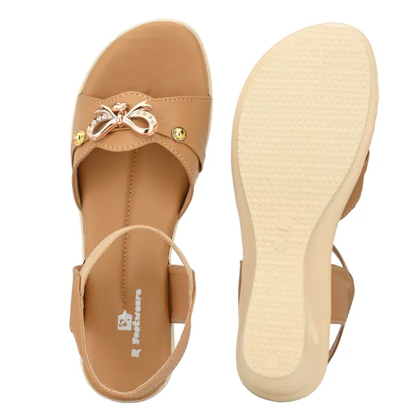 Tan_Synthetic_Leather_Bow_Embellished_Slingback_Sandals_For_Women