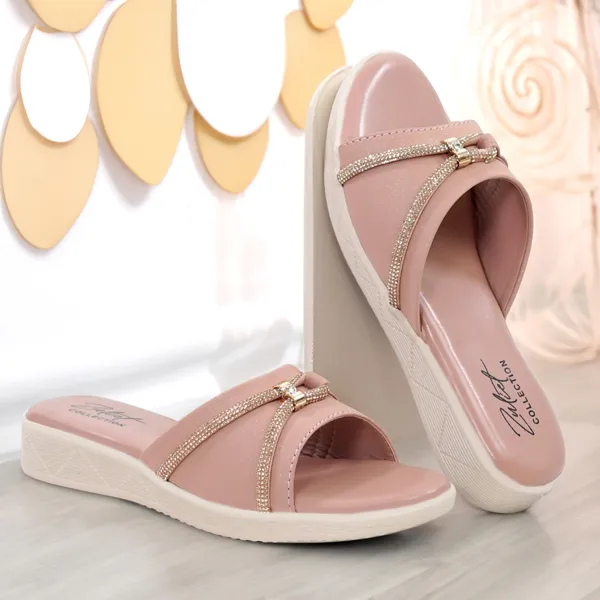 Pink_Synthetic_Leather_Embellished_Slip-On_Sliders_For_Women