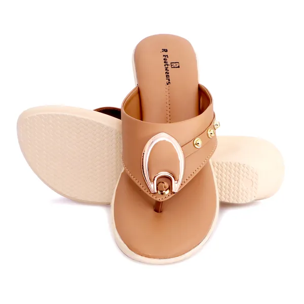 Tan_Synthetic_Leather_Stud_Accent_Wedge_Flip_Flops_For_Women