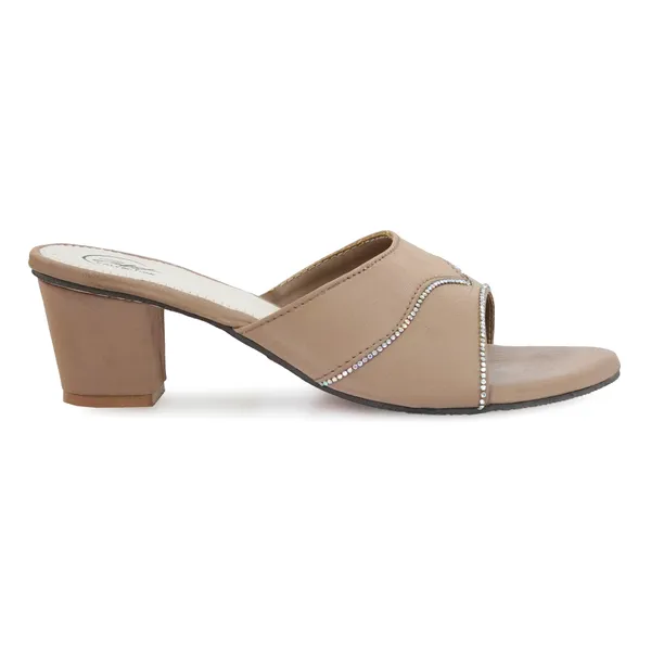 Beige_Synthetic_Leather_Embellished_Slip-On_Block_Heel_Mules_For_Women