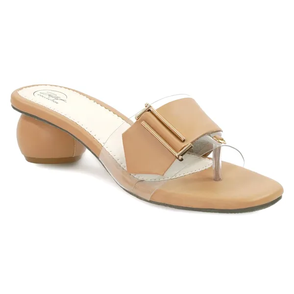 Tan_Synthetic_Leather_Block_Heel_Sandals_For_Women