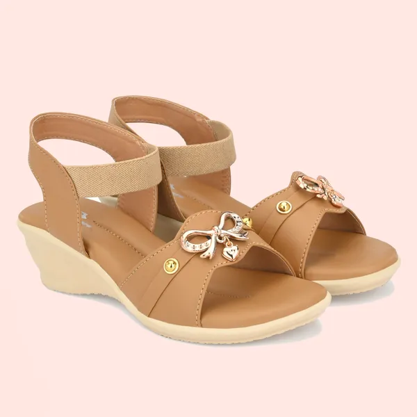 Tan_Synthetic_Leather_Bow_Embellished_Slingback_Sandals_For_Women