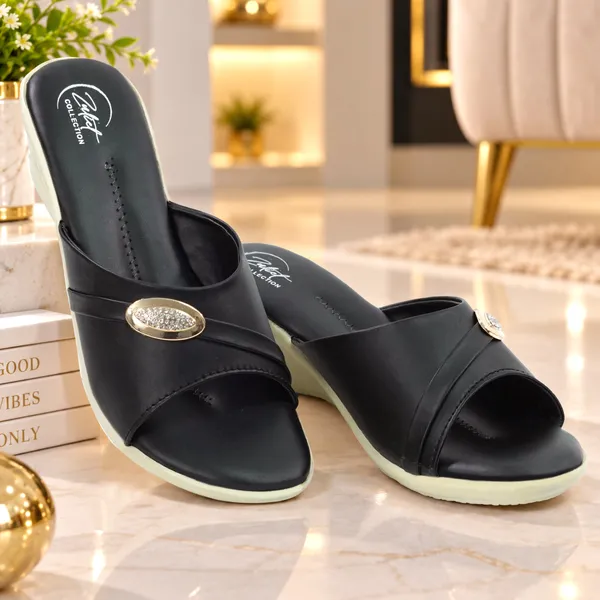 Black_Synthetic_Leather_Open_Toe_Wedge_Sandals_For_Women