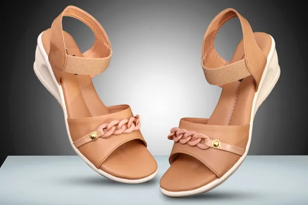 Beige_Synthetic_Leather_Chain_Accent_Wedge_Sandals_For_Women
