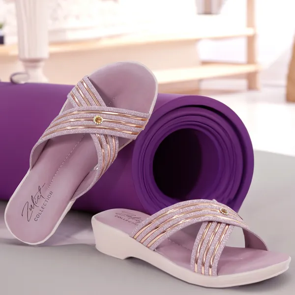 Pink_Synthetic_Glitter_Crisscross_Wedge_Sandals_For_Women