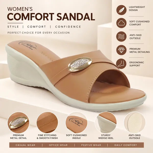 Tan_Synthetic_Leather_Slip-On_Wedge_Sandals_For_Women
