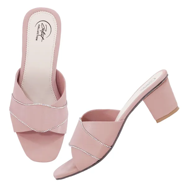 Pink_Synthetic_Leather_Rhinestone_Block_Heel_Mules_For_Women