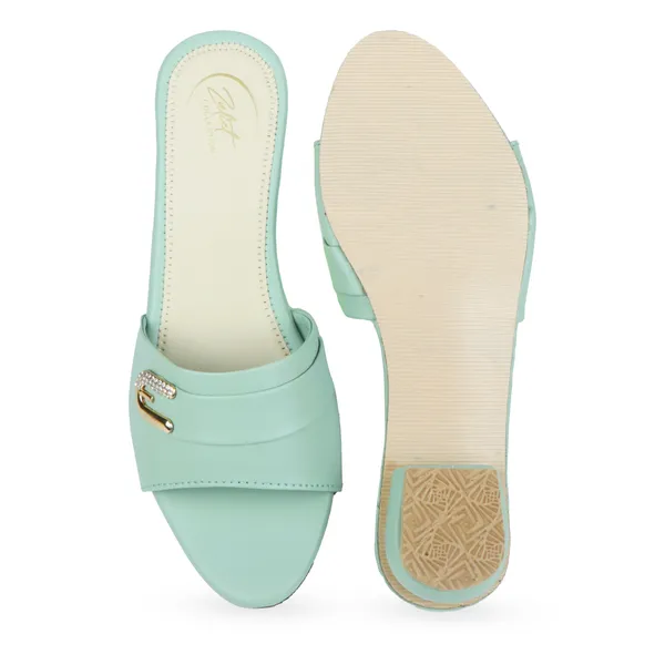 Mint_Green_Synthetic_Leather_Embellished_Flat_Sandals_For_Women