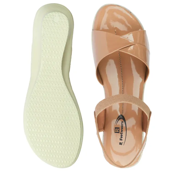 Beige_Patent_Leather_Overlapping_Strap_Sandals_For_Women