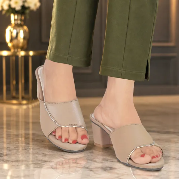 Beige_Synthetic_Leather_Open_Toe_Block_Heel_Mules_For_Women