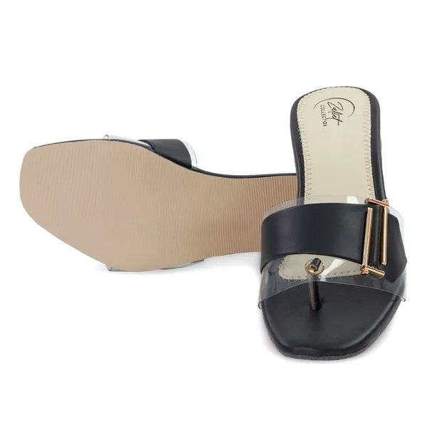 Black_Synthetic_Leather_Pointed_Toe_Heeled_Mules_For_Women