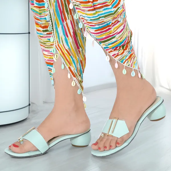 Mint_Green_Synthetic_Leather_Block_Heel_Sandals_For_Women