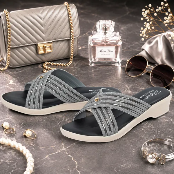 Grey_Synthetic_Crisscross_Strap_Wedge_Sandals_For_Women