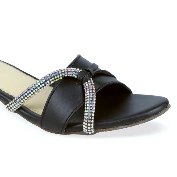 Black_Synthetic_Leather_Embellished_Block_Heel_Sandals_For_Women