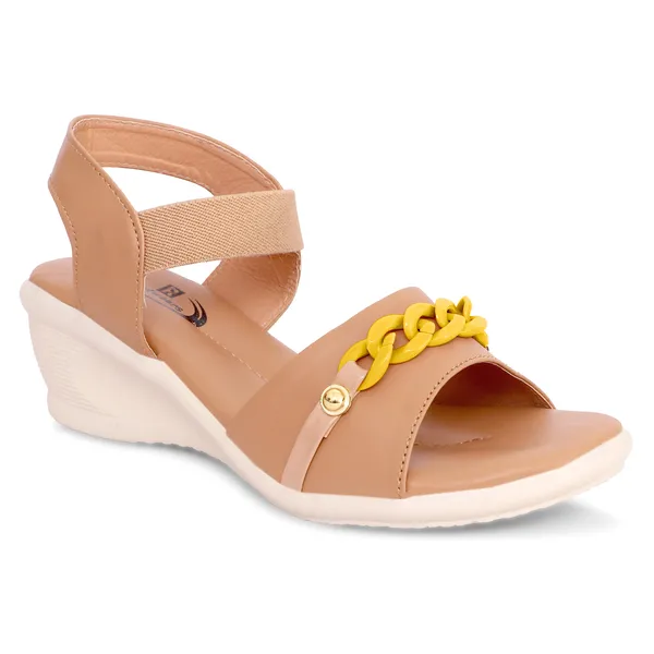 Beige_Synthetic_Leather_Chain_Accent_Wedge_Sandals_For_Women
