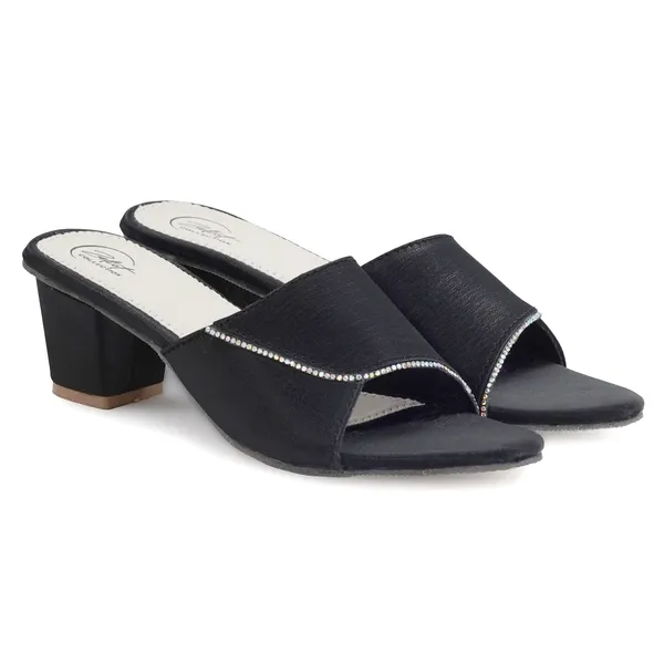 Black_Synthetic_Leather_Slip-On_Block_Heel_Mules_For_Women