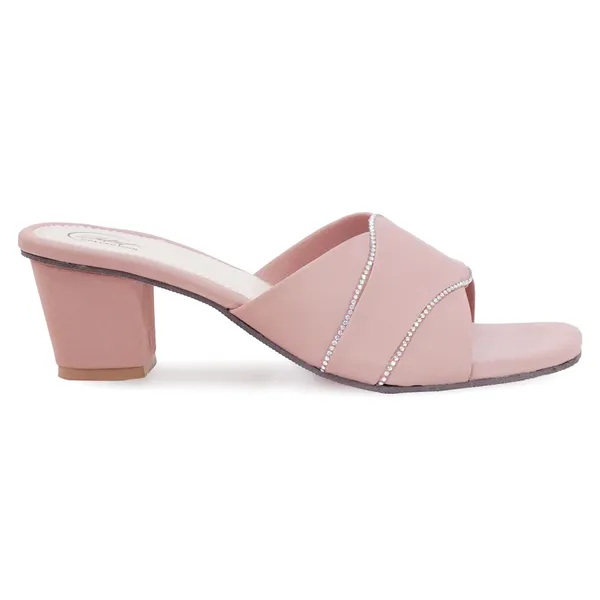 Pink_Synthetic_Leather_Rhinestone_Block_Heel_Mules_For_Women