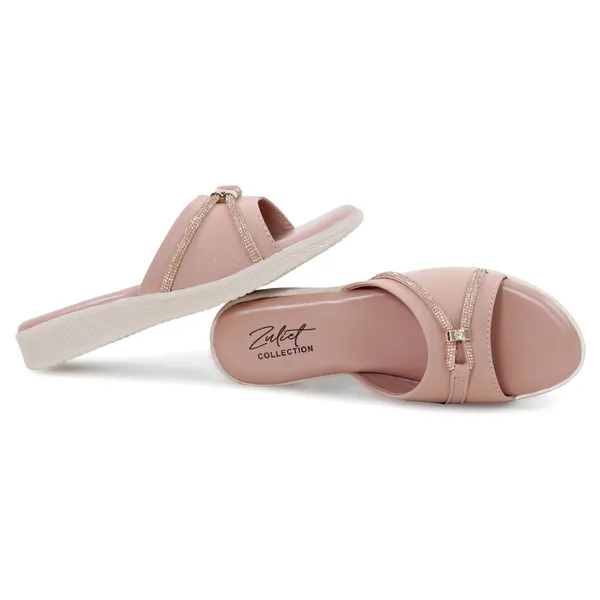 Pink_Synthetic_Leather_Embellished_Slip-On_Sliders_For_Women