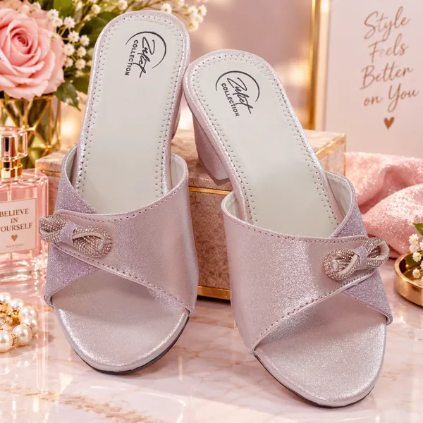 Pink_Synthetic_Shimmer_Bow_Slip-On_Block_Heel_Sandals_For_Women