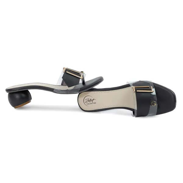 Black_Synthetic_Leather_Pointed_Toe_Heeled_Mules_For_Women