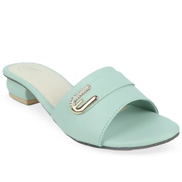 Mint_Green_Synthetic_Leather_Embellished_Flat_Sandals_For_Women