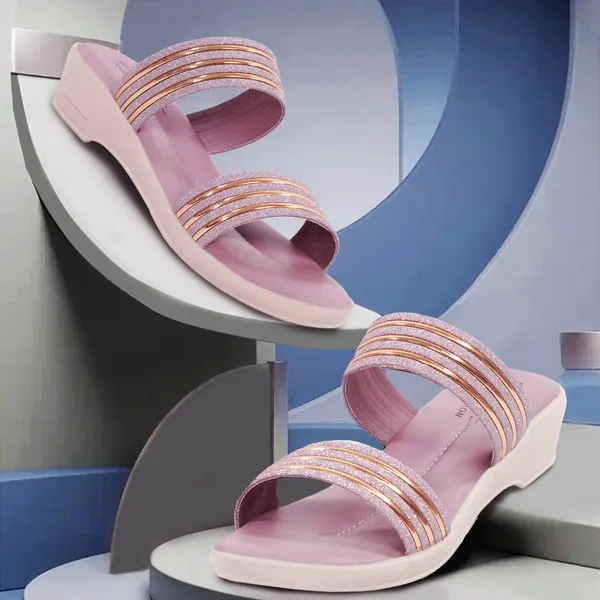 Pink_Synthetic_Glitter_Multi-Strap_Wedge_Sandals_For_Women