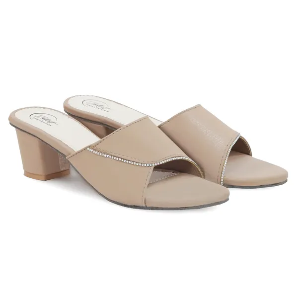 Beige_Synthetic_Leather_Open_Toe_Block_Heel_Mules_For_Women