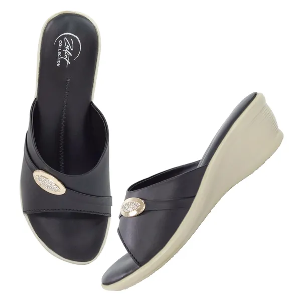 Black_Synthetic_Leather_Open_Toe_Wedge_Sandals_For_Women